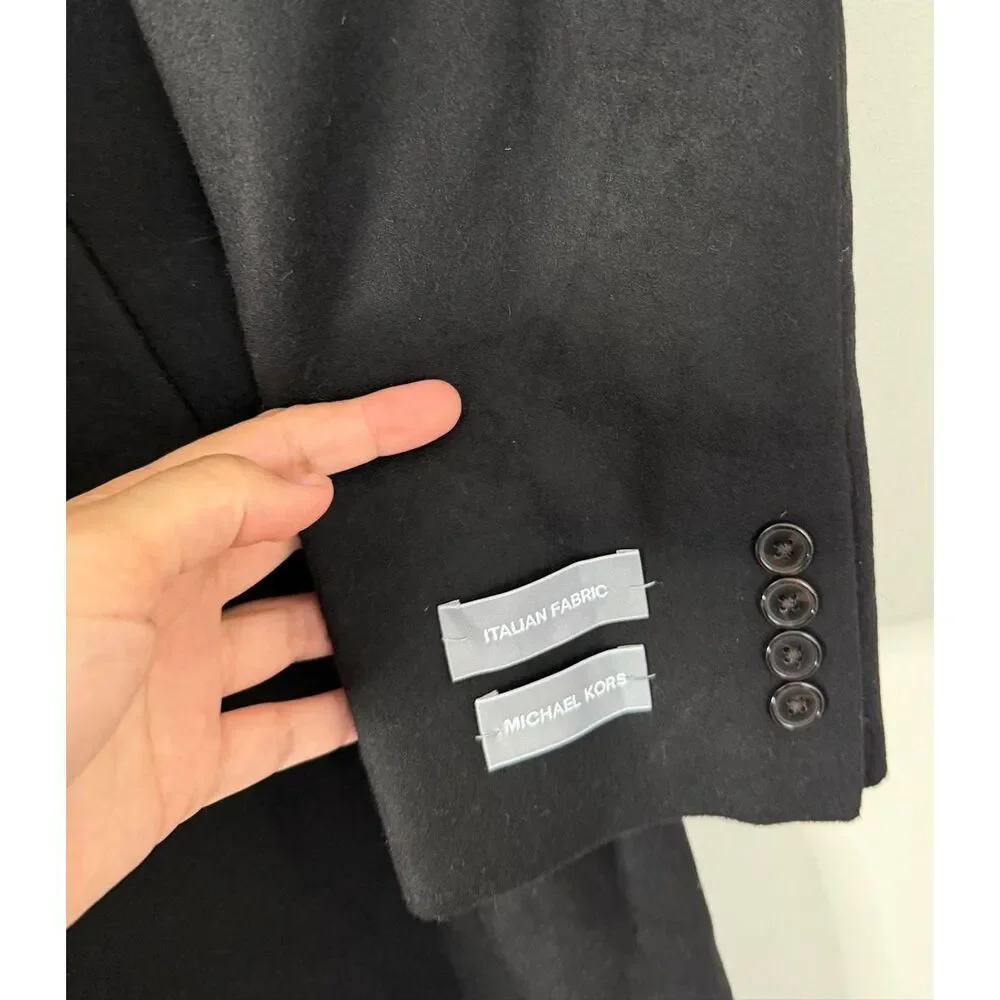 Michael Kors Kavon Classic Fit Wool Blend Black Overcoat Size 38R  NEW - Picture 6 of 8
